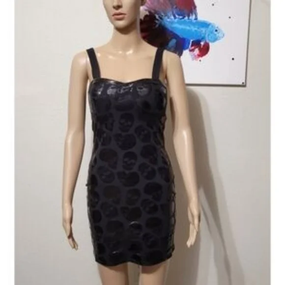 🆕️Iron Fist Skullz Club Mini Bodycon Dress Women's M Black S - Picture 2 of 8